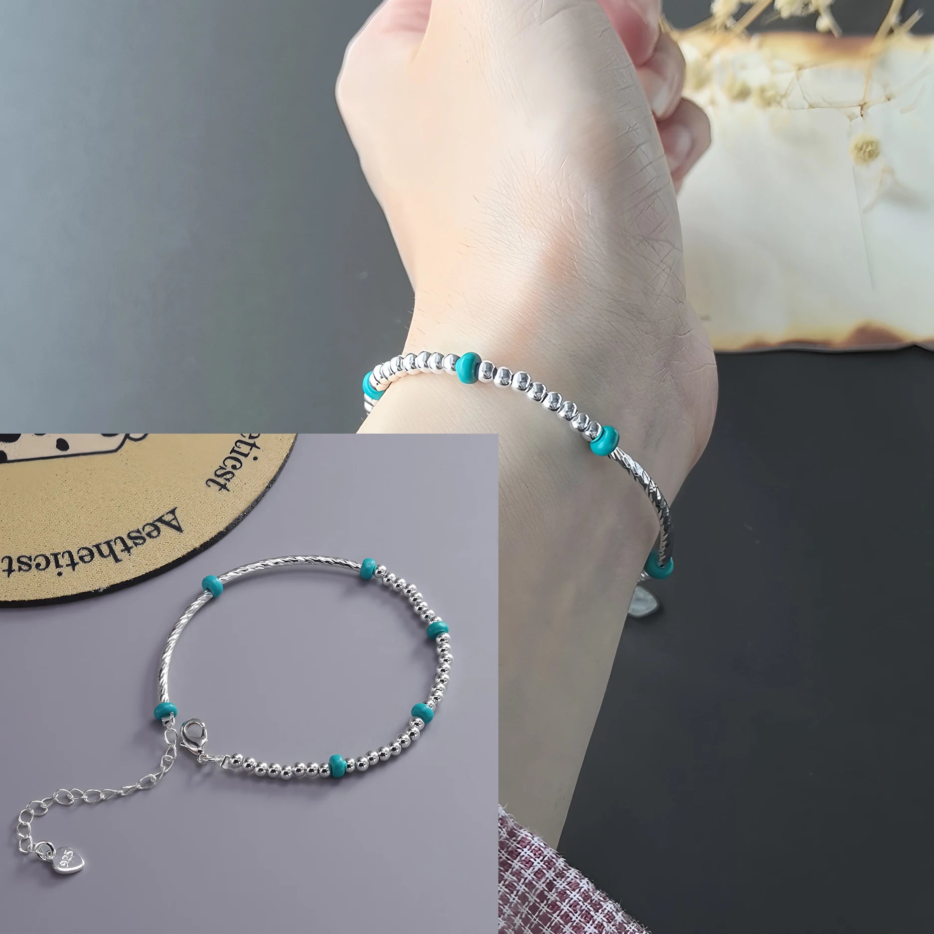 925 Sterling Silver Bracelet Rose Flower Linked Vintage Punk Adjustable Chain For Woman Girl Jewelry Gift Dropship Wholesale