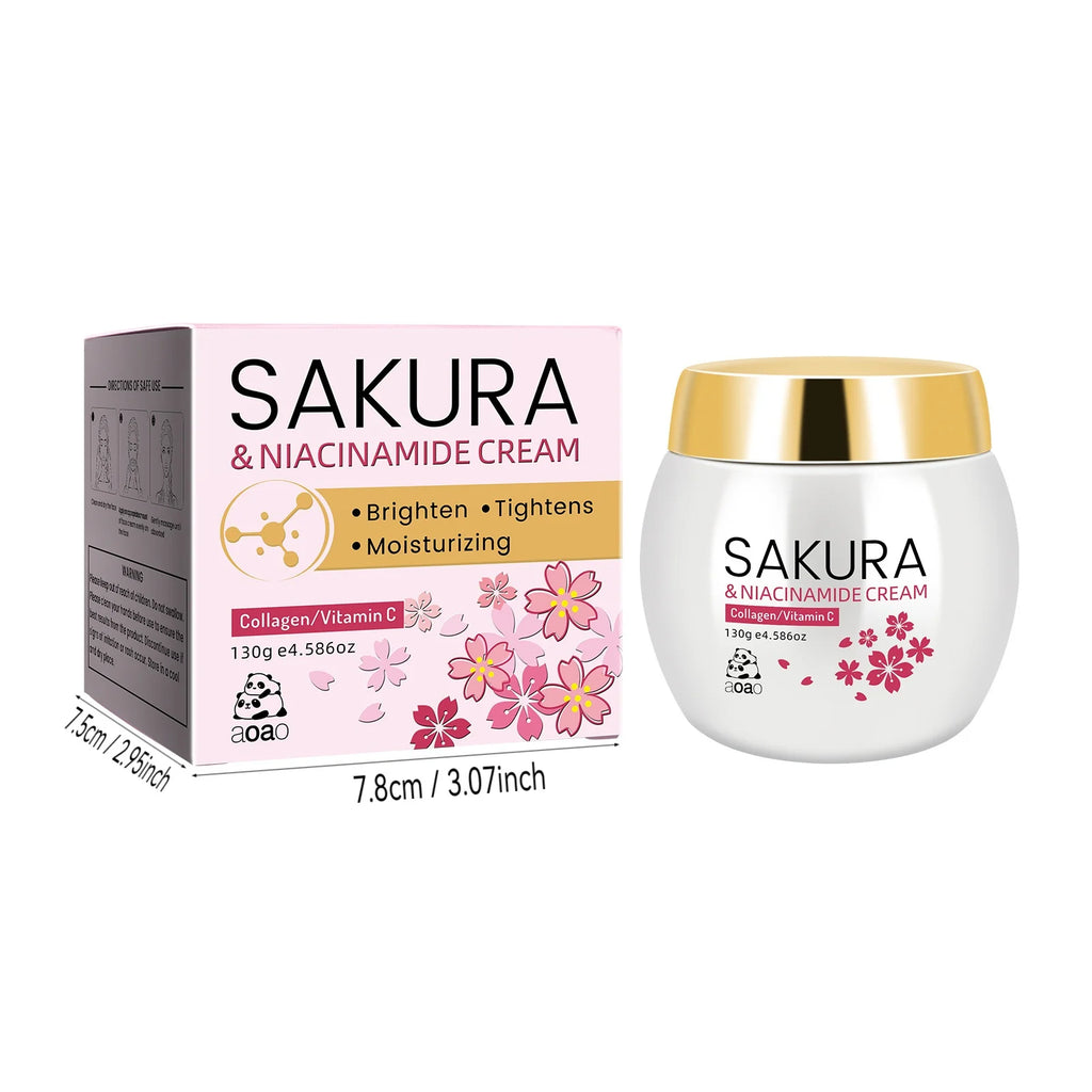 Sakura Face Cream | Infused With Collagen And Niacinamide To Deeply Nourish Dry Skin. Apply To Face And Neck For Complete Care. mbzr