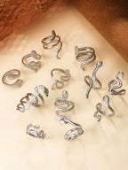 Stainless Steel Snake Adjustable Stackable Rings Set For Women Y2K Vintage Design