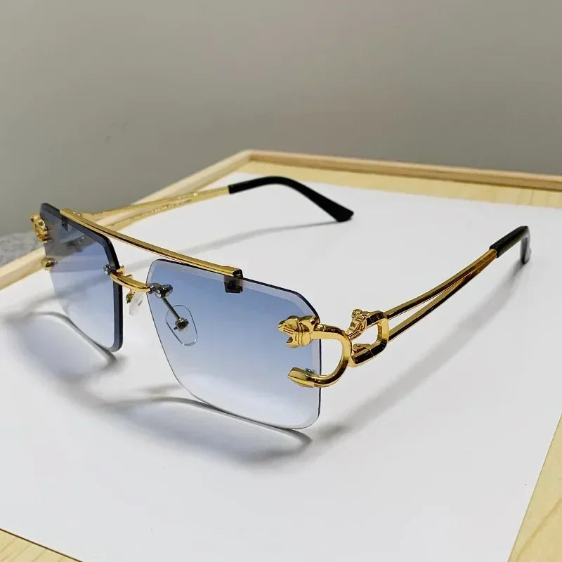 Rimless Square Sunglasses For Men And Women Brand Designer Vintage Luxury Retro Mirror Fashionable And Individualistic Sunglasses Suitable For Daily Wear Festival Gifts Dance Parties Travel And Parties Oculos De Sol