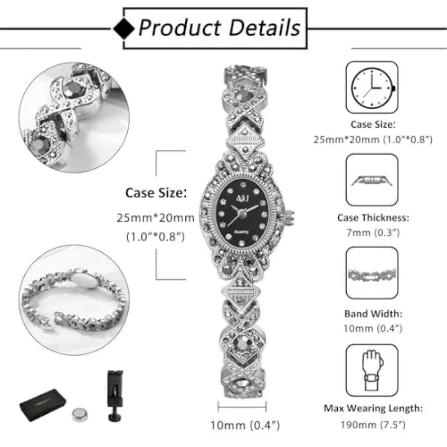 Women's Silver Wrist Watches: Rhinestones Analog Quartz Oval Bracelet Watches Bling Wristwatch mbzr