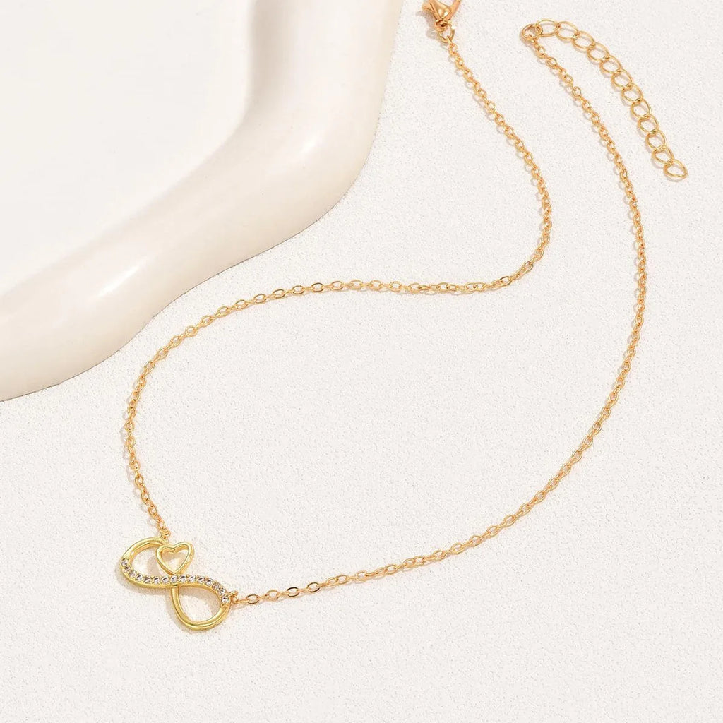 Minimalist Infinity Heart Necklace For Women Shiny Zircon Inlaid Pendant Clavicle Chain Elegant Luxury Aesthetic Choker Daily Party Jewelry Valentine Birthday Gift