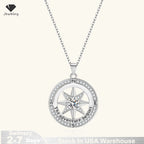 New 925 Sterling Silver Necklace Compass Necklace with Cubic Zirconia Stone for Women High Quality Jewelrys Gifts Stock in USA mbzr