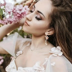 1 Pair Floral Cherry Blossom Drop Earrings For Women Asymmetrical Personalized Party Earrings, Perfect Valentine's Day Gift For mbzr