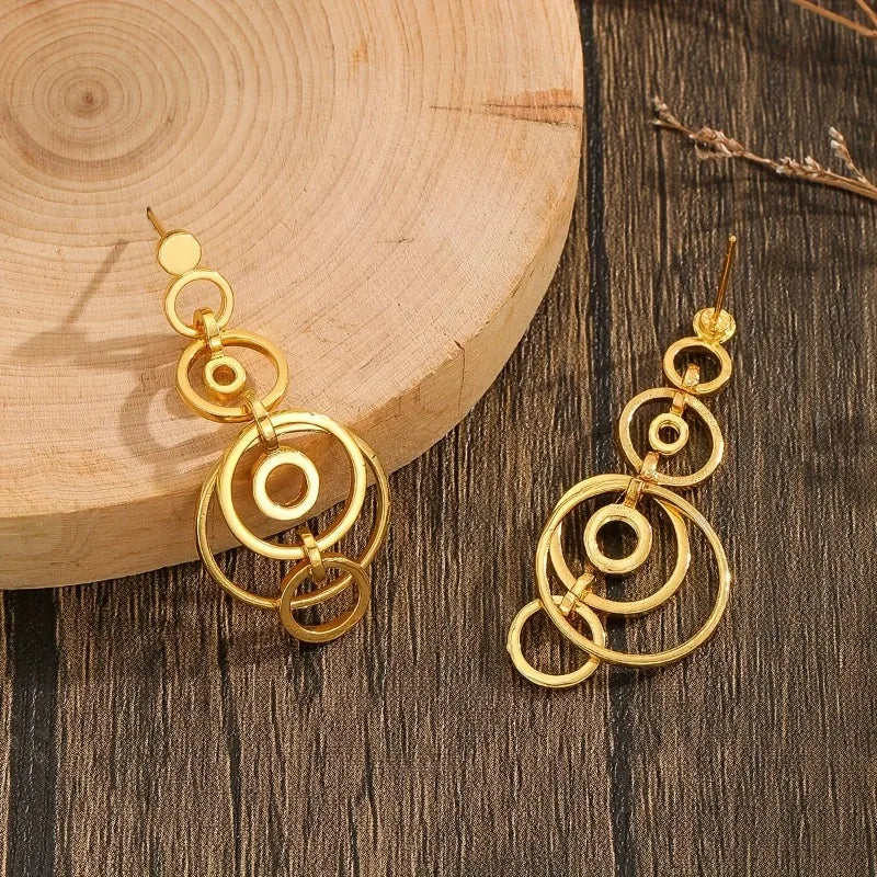 New Geometric Gold Color Hoops Hollow Earrings For Women Fashion Jewelry