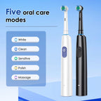 Electric Smart Rotating Timing Toothbrush, Rechargeable Rotary Toothbrush with 4 Heads, 5 Modes Setting Teeth Whitening Oral Car mbzr