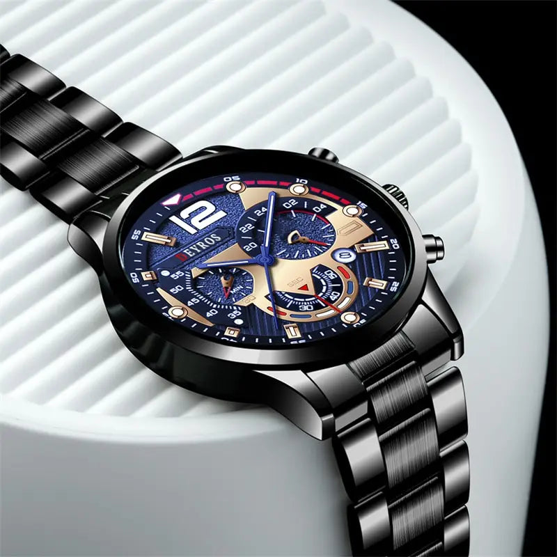 Fashion Mens Stainless Steel Watches Luxury Quartz Wristwatch Calendar Luminous Clock Men Business Casual Watch Reloj Hombre mbzr