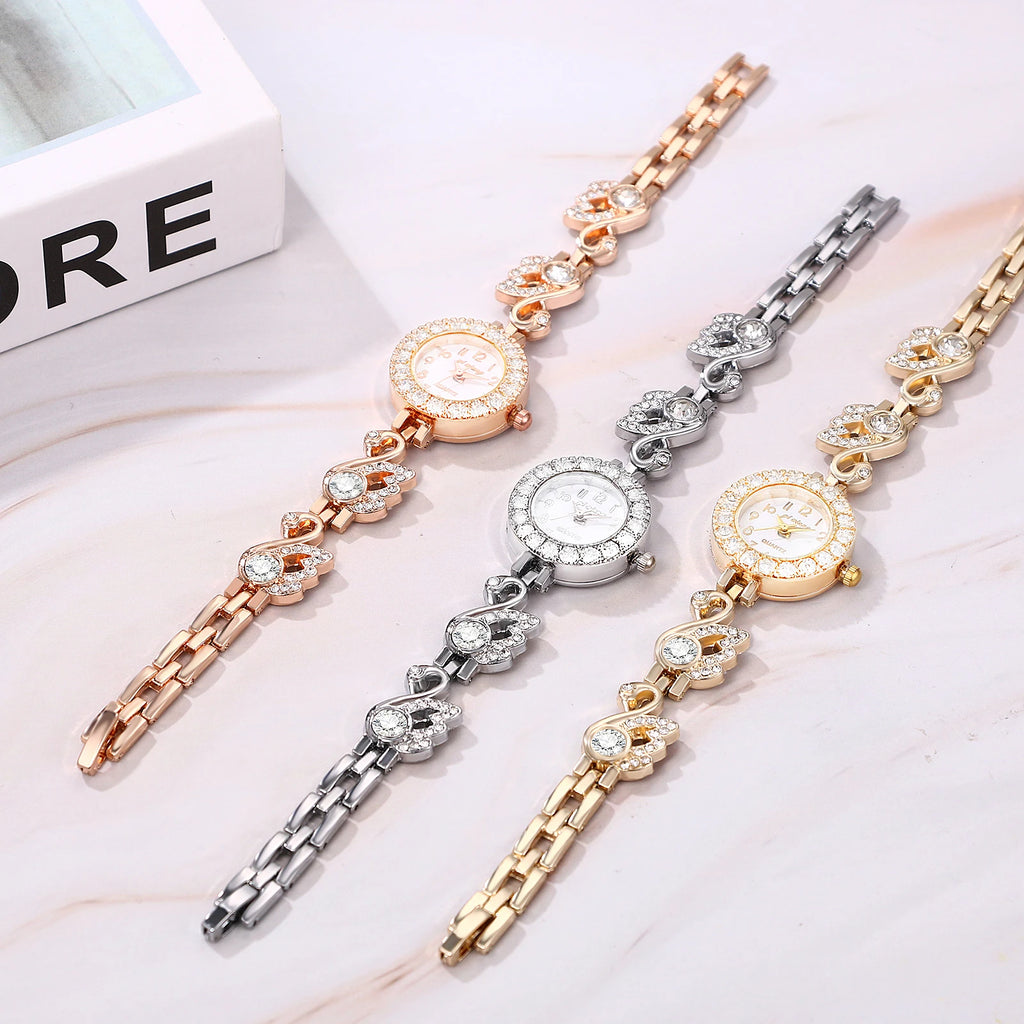 Ladies Watch Quartz Ultra thin full diamond case Arabic numerals scale full diamond cygnet decorated watch band Ladies bracelet