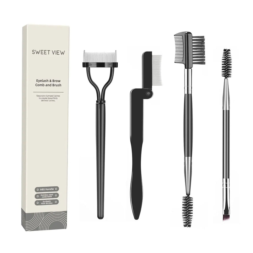 Eyelash Comb Set Lash Separator & Brow Brush for Precise Eye Makeup, 4 Pieces mbzr
