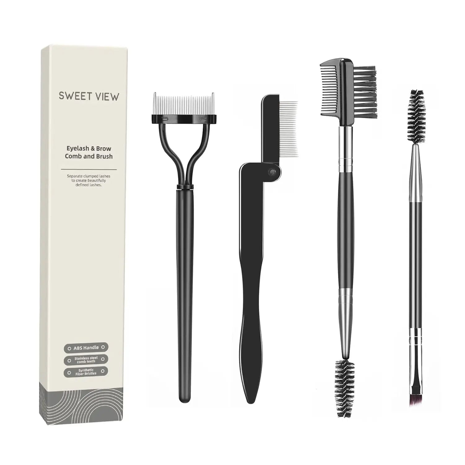Eyelash Comb Set Lash Separator & Brow Brush for Precise Eye Makeup, 4 Pieces mbzr