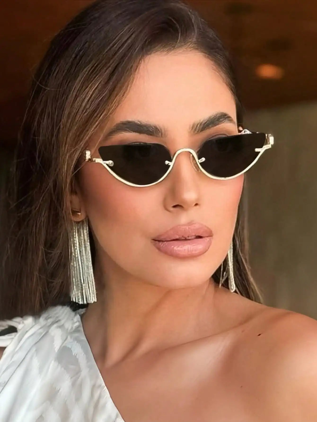 Women's Half-Frame Square Metal Fashion Sunglasses For Daily Outdoor Travel Party mbzr