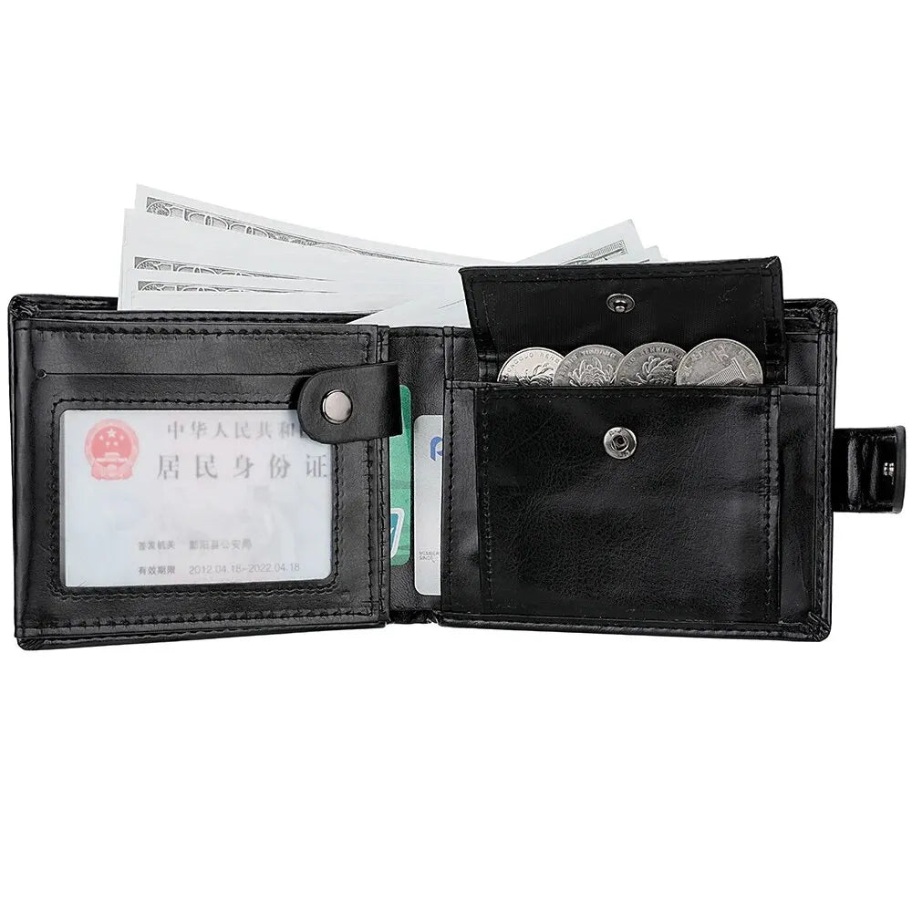Men's Wallet Large Capacity Multi-Function Short Wallet Multi-slot Zipper Coin ID Credit Card Holder Men's Wallet mbzr