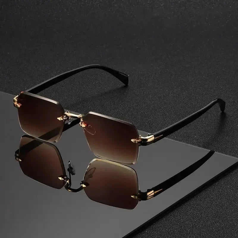 Rimless Rectangle Sunglasses for Women and Men – Fashion Small Square Frameless Shades, Summer Travel UV400 Protection Eyewear, Classic Unisex Oculos mbzr