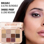 12-Color Eyeshadow Palette with Pearl, Fine Sparkle, Layerable Shimmer, Bright Glitter, and Vibrant Colors New mbzr