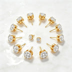 6pairs/set  Mixed Size 3‑8MM Cubic Zirconia Stud Earrings Set 316L Stainless Steel Hypoallergenic Waterproof Earring Gift for Sensitive Ears