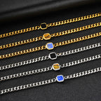 Vnox 5/7mm Width Adjustable Chain Bracelet for Men, Stainless Steel Acrylic Six-Sided Polished Jewelry Gift for Husband Son‌ Him