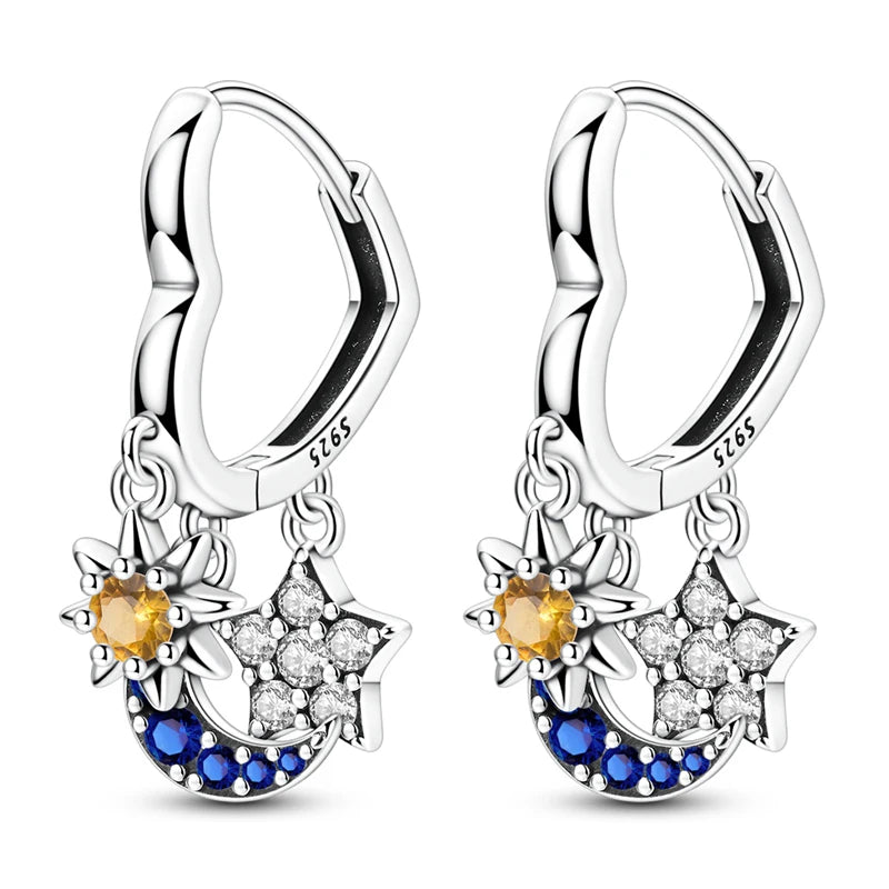 Fine Jewelry 925 Silver Rose Gold Plated Zircon Sparklin Hoop Earrings For Women mbzr