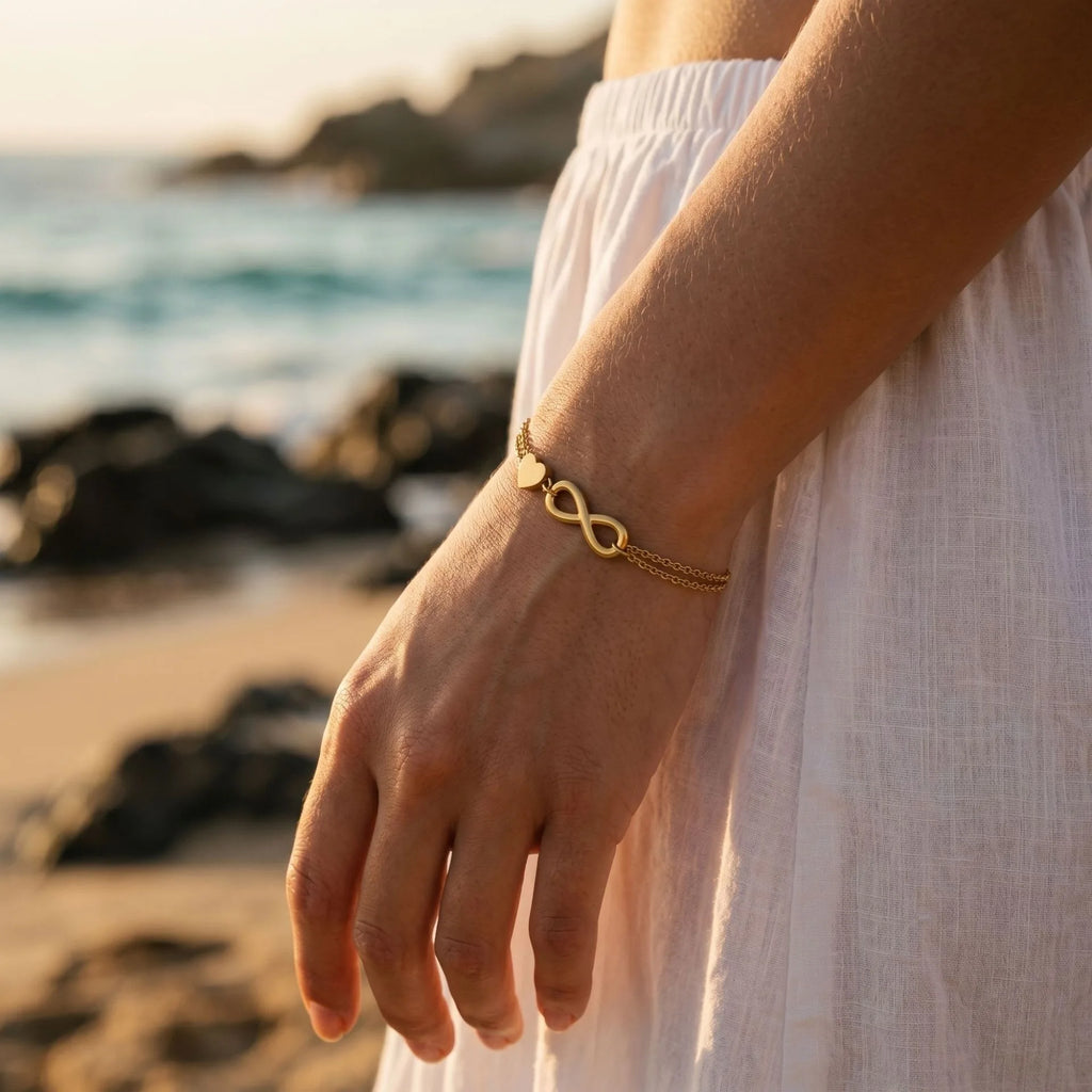 Women's stainless steel 18K gold bracelet that does not fade for a long time   fashionable heart shaped cross and starfish bracelet   luxury
