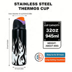Owalaa white flame 32oz/945ml stainless steel insulated water bottle with straw,for daily sports outdoor,perfect gift mbzr