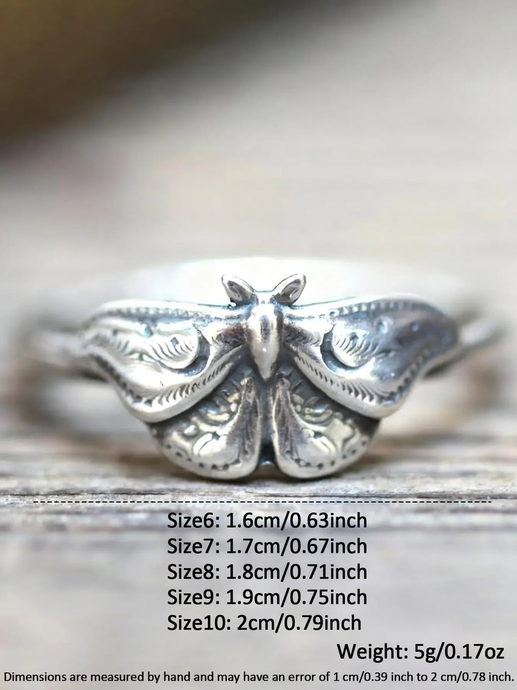 Gothic Dark Punk Moth Ring, Vintage Women's Party Creative Design Ring, Unique Personality Jewelry, Retro Style Accessory, Dark Aesthetic Rings, Statement Rings, Metal Rings