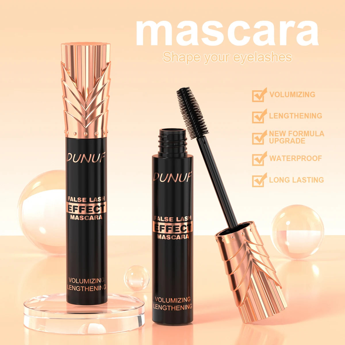 DUNUF 1pcs & 2pcs & 3pcs Black Waterproof Mascara Long-lasting No Smudging Elongate Shape Curling No Fading Transfer-proof mbzr
