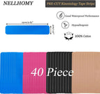 40/80 Strips Kinesiology Tape Cotton Elastic Precut Athletic Tape for Support Athletic Tape for Knees Muscle Strain Relief mbzr