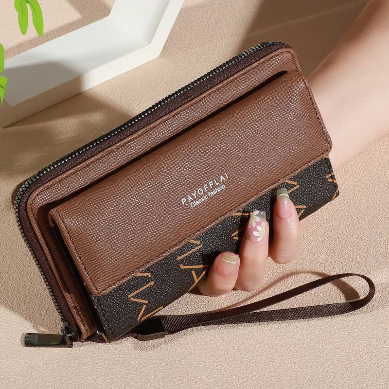 Women's PU Leather Long Organizer Wallet with Zipper