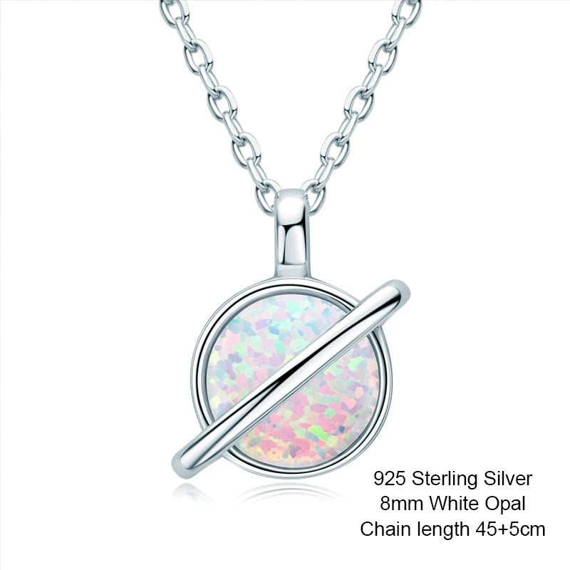 Original 925 Sterling Silver White Opal Pendant Necklace for Women Engagement Wedding Fine Jewelry Anniversary Drop Necklace mbzr