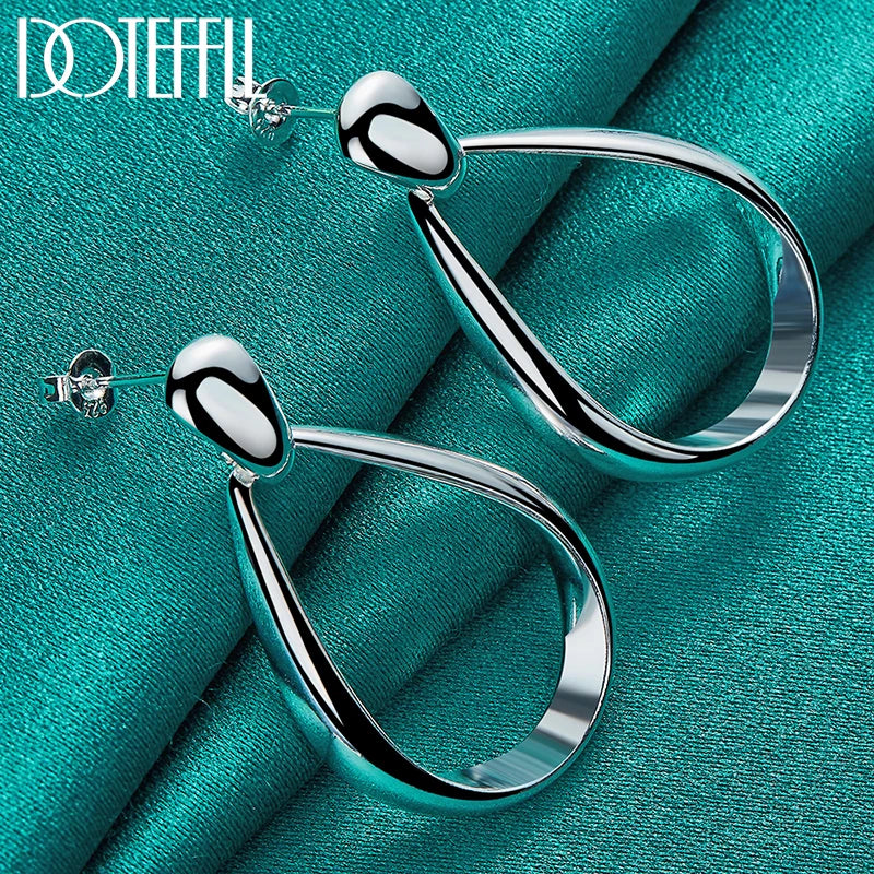 DOTEFFIL 925 Sterling Silver Classic Big Circle Drop Charm Earrings Women Party Gift Fashion Wedding Engagement Jewelry mbzr