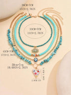 5pcs/Set Simple Braided Bead Chain Necklaces, Gold Tone, Layered Pendant Necklace Set For Women Daily And Party Wear mbzr