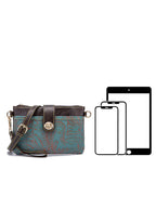 Floral Embossed Crossbody Bag for Women Multi Compartment Shoulder Purse With Removable Wristlet Strap Secure Turn Lock Zipper Closure Lightweight Portable Casual Satchel for Outdoor Hiking Camping Road Trip Daily Errands Wee mbzr
