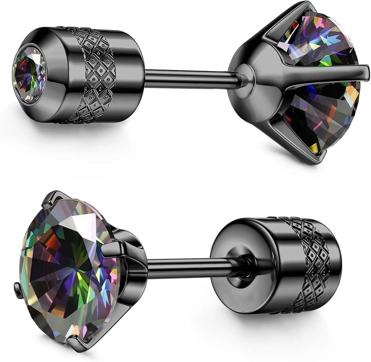 G23 Titanium Screw Back 20G 5A Cubic Zirconia Earrings Studs for Women Men Double Side Earrings Piercing Sleeper Studs Jewelry