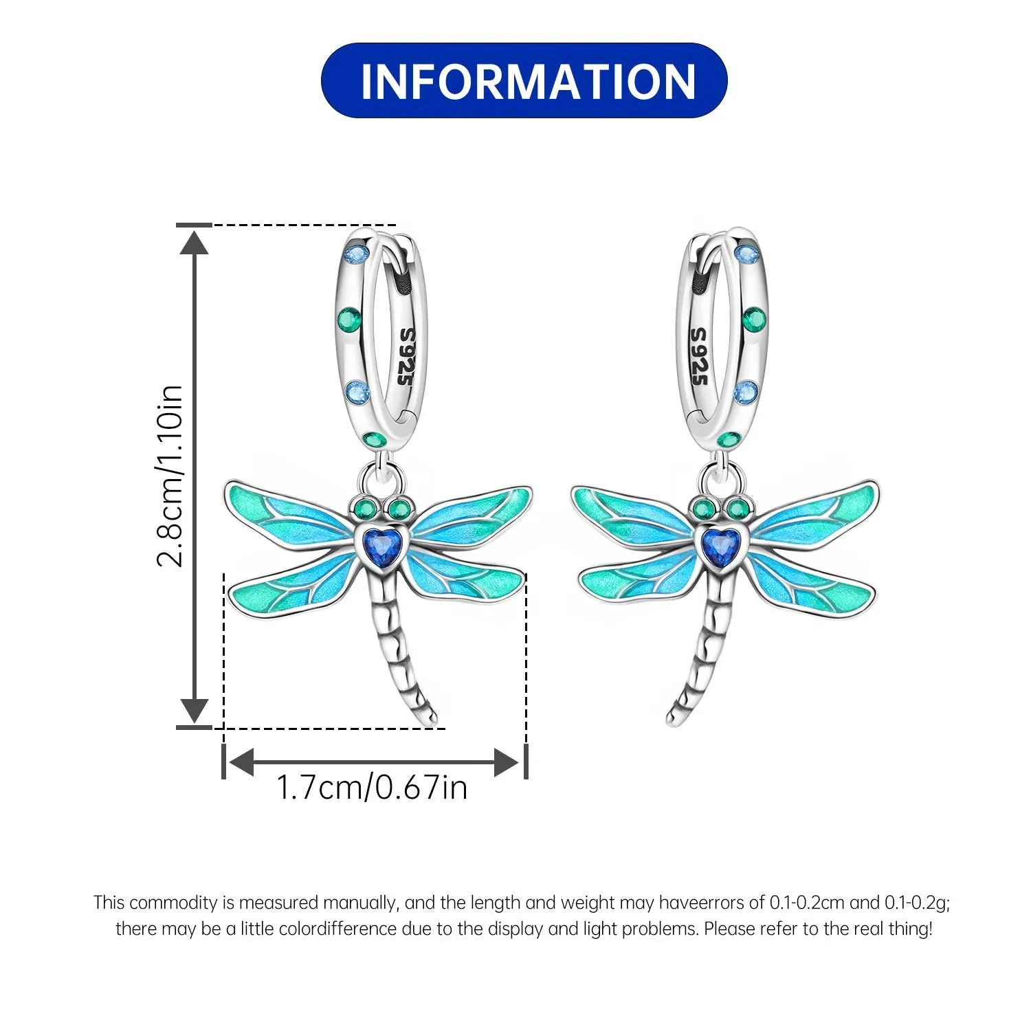 Original 2025 S925 Sterling Silver Zirconia Butterfly Gradient Dragonfly Earrings Women's Earring Jewelry Birthday Party Gift mbzr