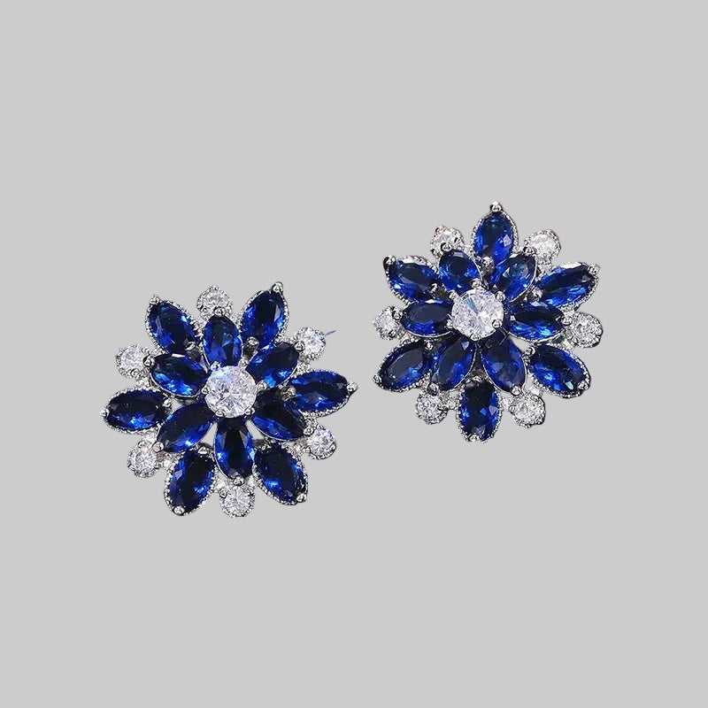 Cute Big AAAAA Bling Cubic Zirconia 925 Silver Needle Stud Earrings Fashionable Flower Earring for Women Jewelry Gift Brincos mbzr