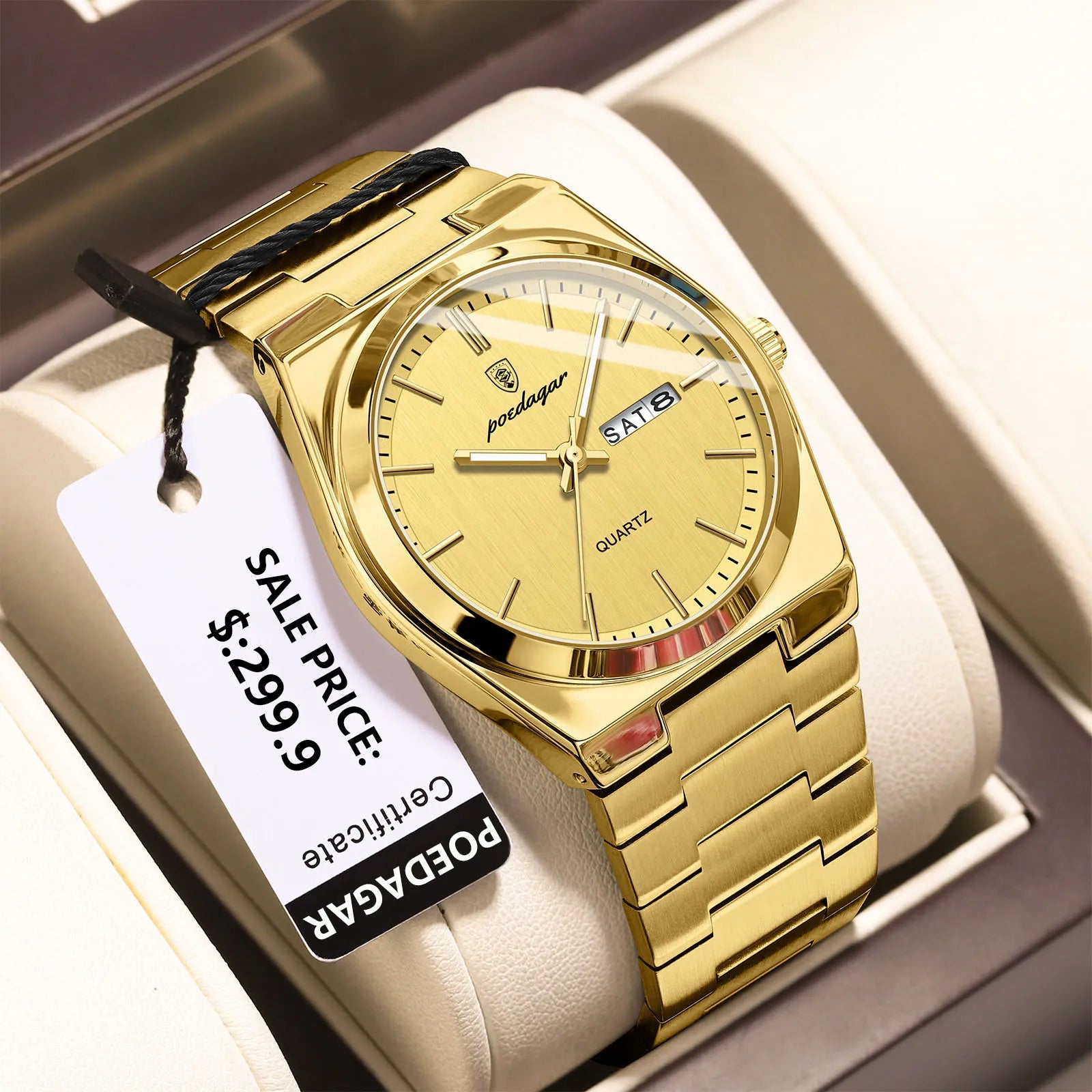 POEDAGAR Luxury Men's Watches Waterproof Luminous Date Week Men Watch Stainless Steel Casual Fashion Quartz Man Wristwatch Reloj mbzr