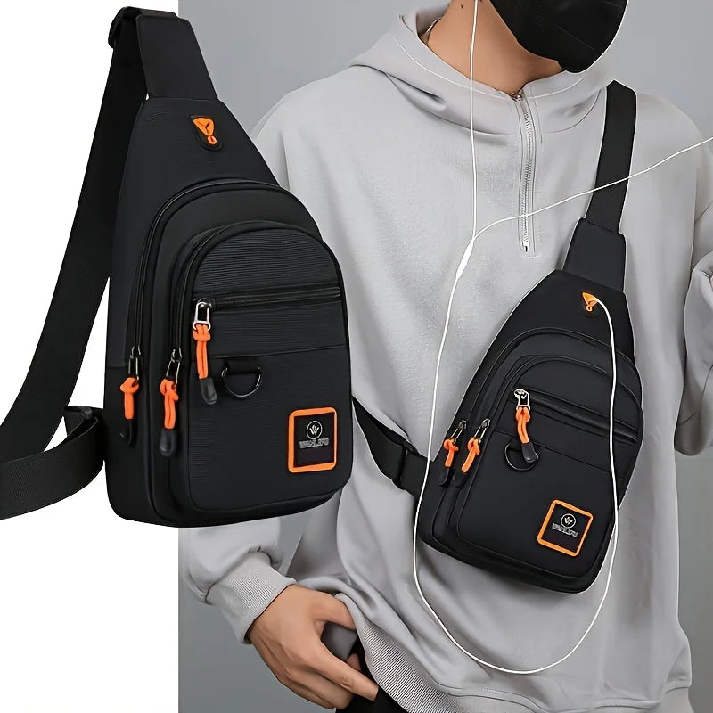 Casual Men Chest Bag Nylon Small Shoulder Bag Running Cycling Belt Sling Bag Outdoor Sport Crossbody Bag Travel Phone Pouch Bag