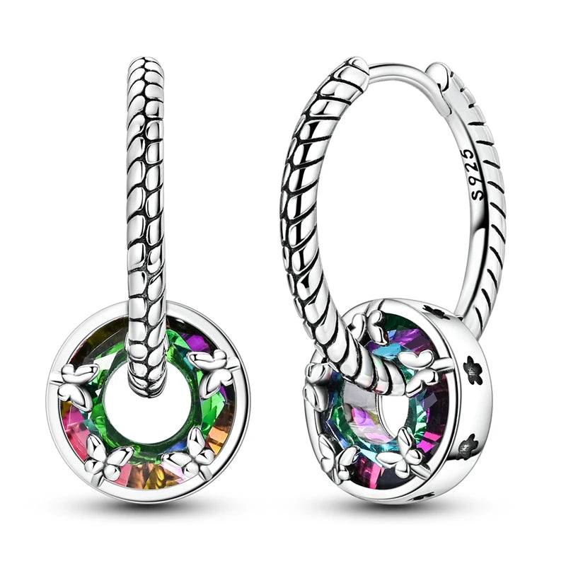 MULA 925 Sterling Silver Sun Moon Stars Hoop Earrings Classic Simple Fashion Jewelry