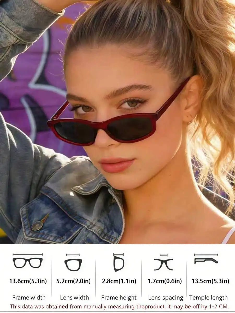 Unisex Narrow Oval Cat Eye Small Frame Y2K Retro Street Chic Minimalist Fashion Sunglasses For Vacation mbzr