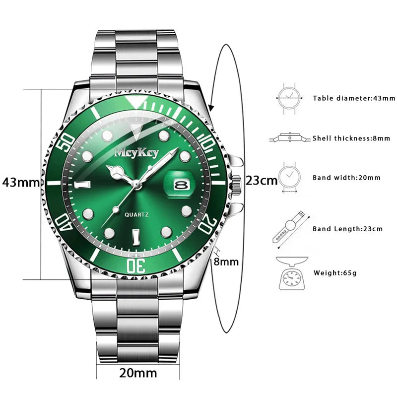 Fashion Men Business Watches Stainless Steel Band Men Calendar Quartz Watch Casual Clock Sports Wristwatch Reloj Hombre mbzr