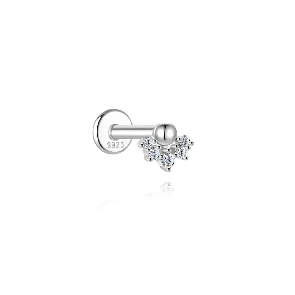 ROXI Moissanite 925 Sterling Silver Flower Tassel for Women Flat Back Piercing Earring Stud Helix Star Earring Fine Jewelry Gift mbzr