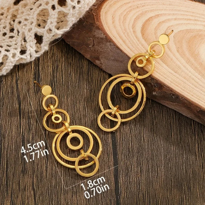 New Geometric Gold Color Hoops Hollow Earrings For Women Fashion Jewelry