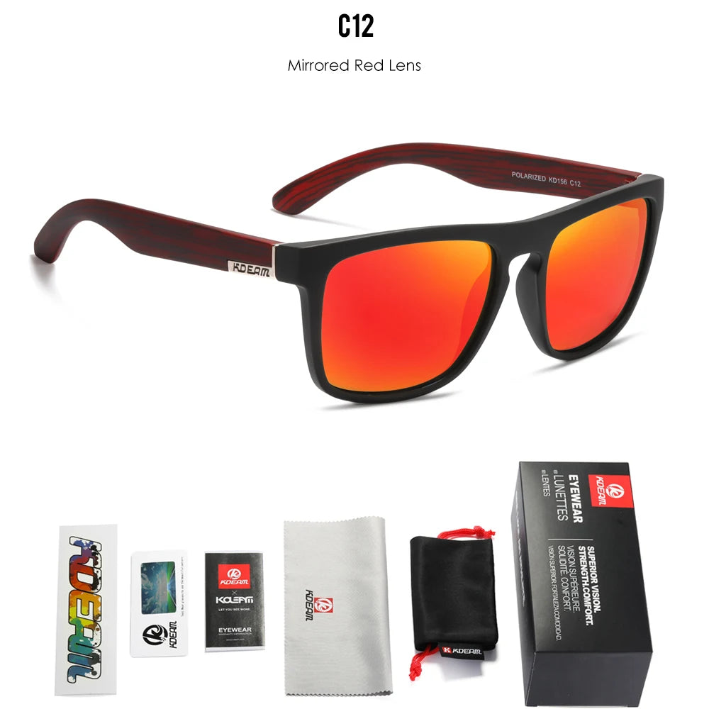 KDEAM Legend Square Sunglasses Polarized Lens Outdoor Sports Fishing Mountaineering  Sun Glasses With Brand Box