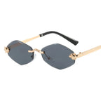 Fashion Small Polygonal Sunglasses for Women Luxury Brand Rmless Brown Rhombus Sun Glasses Woman Vintage Metal Shades Eyewear mbzr