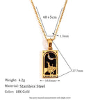 YILUOCD Original Zirconia Tarot Card Necklace Classic Tarot Queen Lover Magician Moon Wealth Amulet Stainless Steel Jewelry