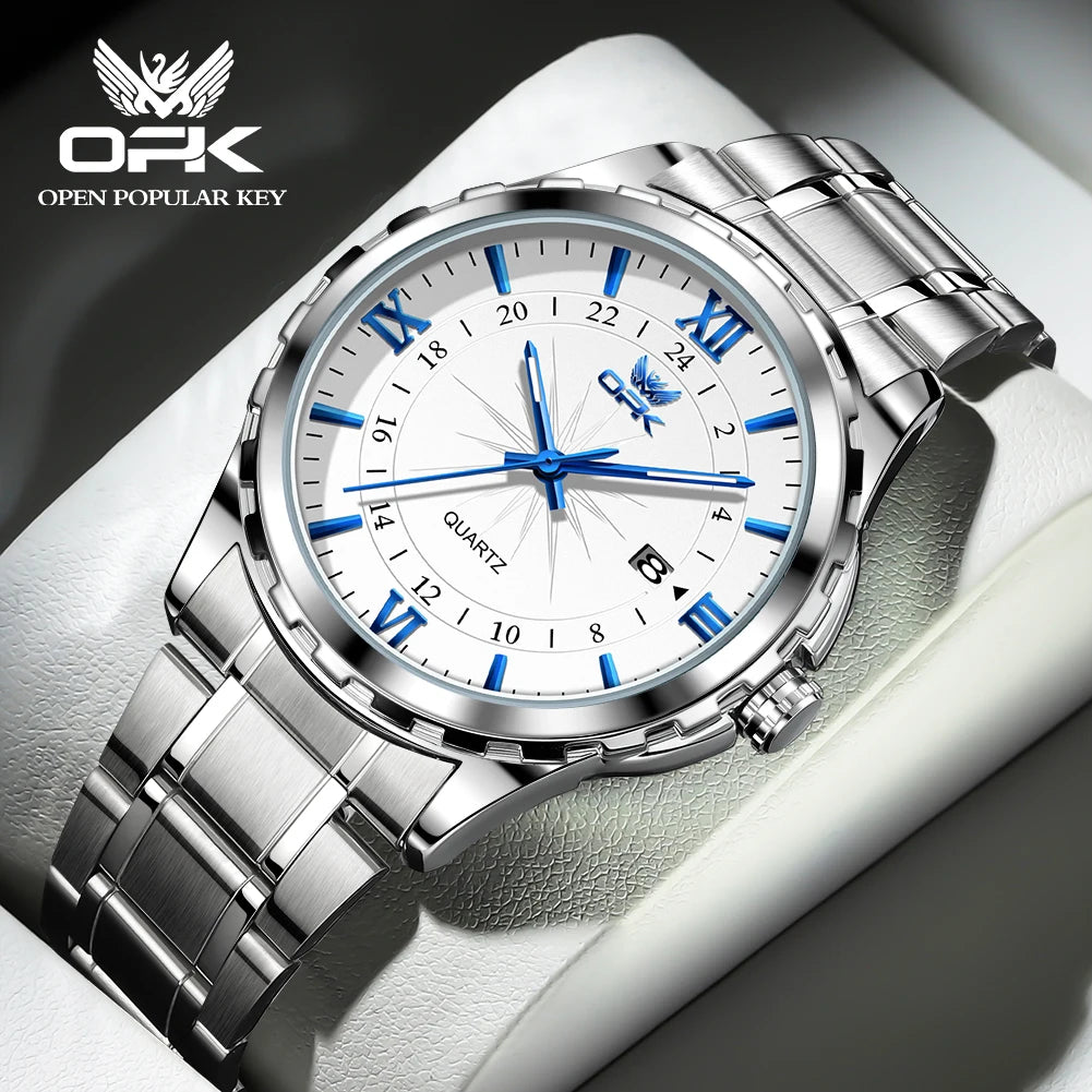 OPK Brand Steel Belt Dual Calendar Men's Quartz Watch 6003 mbzr