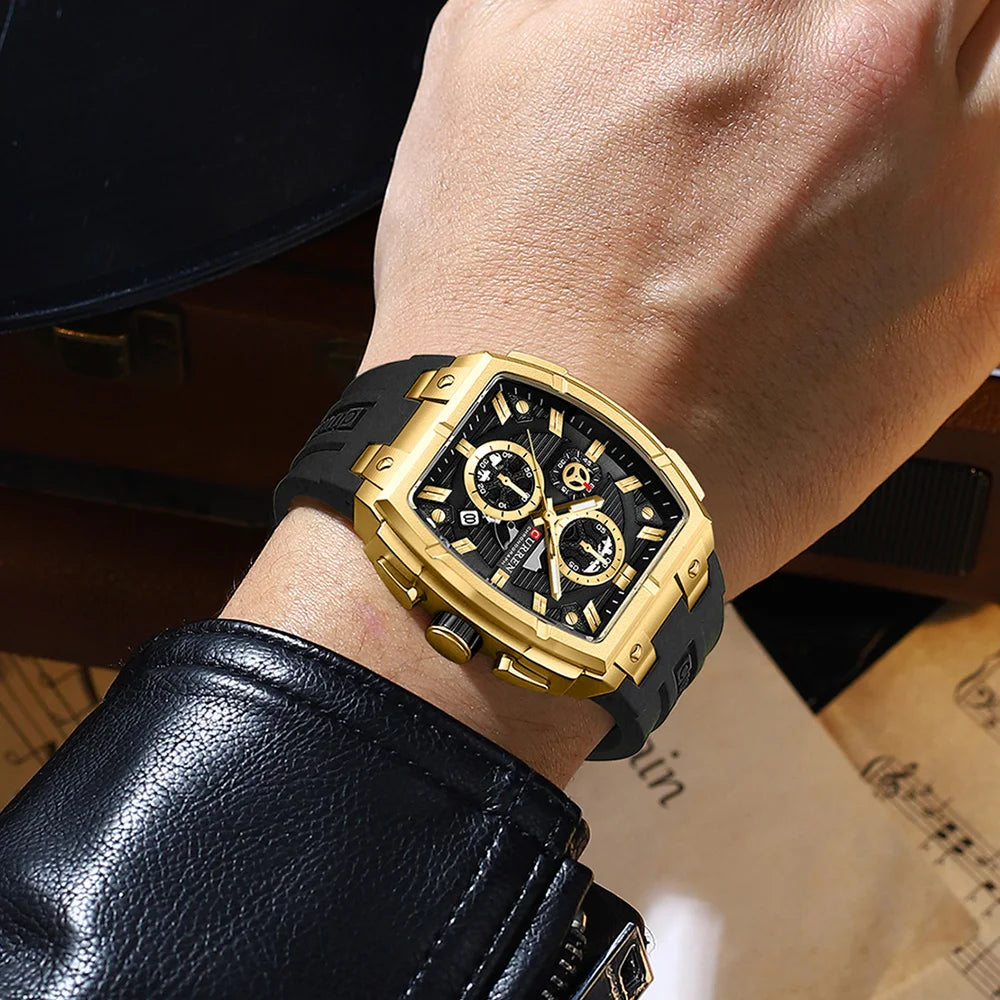 Fashion Men's Wrist Watch,Luxury Chronograph Waterproof Date Dress Watch for Men with Silicone Rubber Strap mbzr