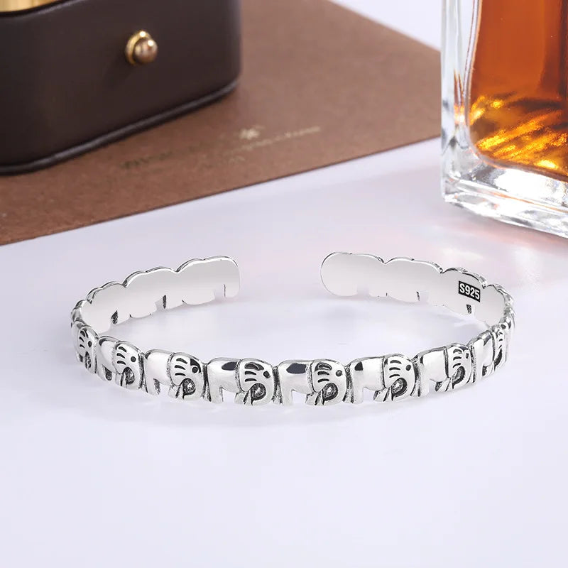 925 Sterling Silver Bracelet Rose Flower Linked Vintage Punk Adjustable Chain For Woman Girl Jewelry Gift Dropship Wholesale