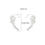 French Style Large Crystal Butterfly Ear Hook Clip Earrings Unique Hollow Wing Dangle Ear Cuff High End Nightclub Gown Fine Jewelry