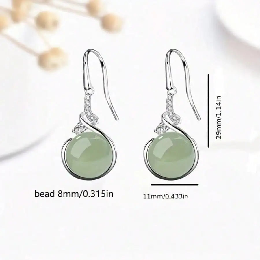 1 Pair 2025 New Fashion Earrings For Women, Simple Jade Ear Studs