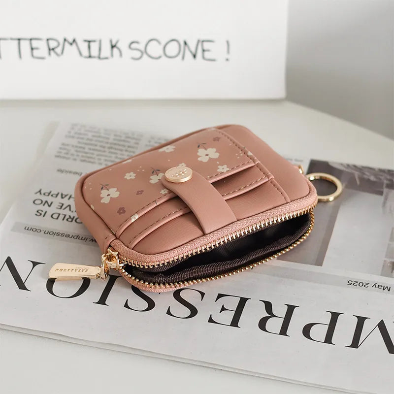 New printed zipper coin purse, Korean version, PU leather soft surface, folding coins, multi-functional folding short wallet, da mbzr